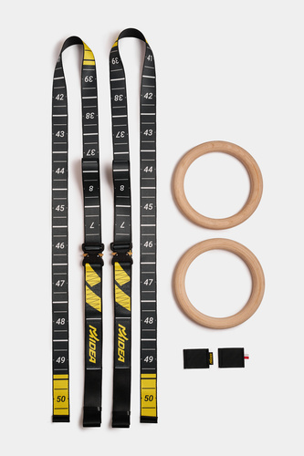 Kółka gimnastyczne drewniane bukowe 28mm klamry Cobra wzór Skala 