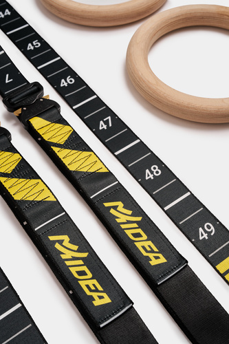  Kółka gimnastyczne drewniane bukowe 32mm klamry Cobra wzór Skala żółty
