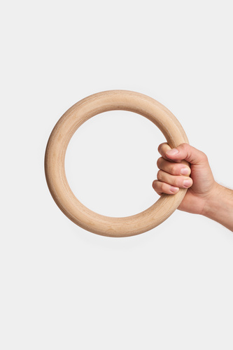  Kółka gimnastyczne drewniane bukowe 32mm klamry Cobra wzór Skala żółty