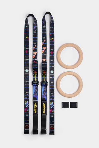 Kółka gimnastyczne drewniane bukowe 32mm klamry Alpin wzór Kosmos MTidea