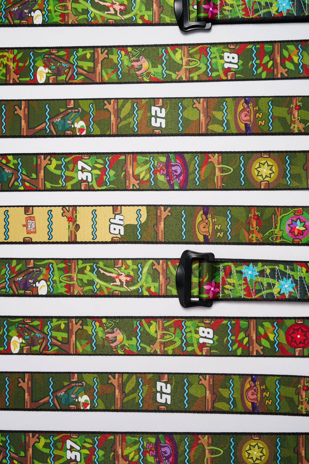 Kółka gimnastyczne drewniane bukowe 32mm klamry Alpin wzór Jungle MTidea