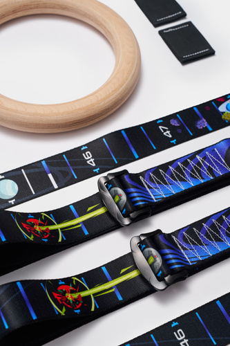 Kółka gimnastyczne drewniane bukowe 32mm klamry Alpin wzór Kosmos MTidea