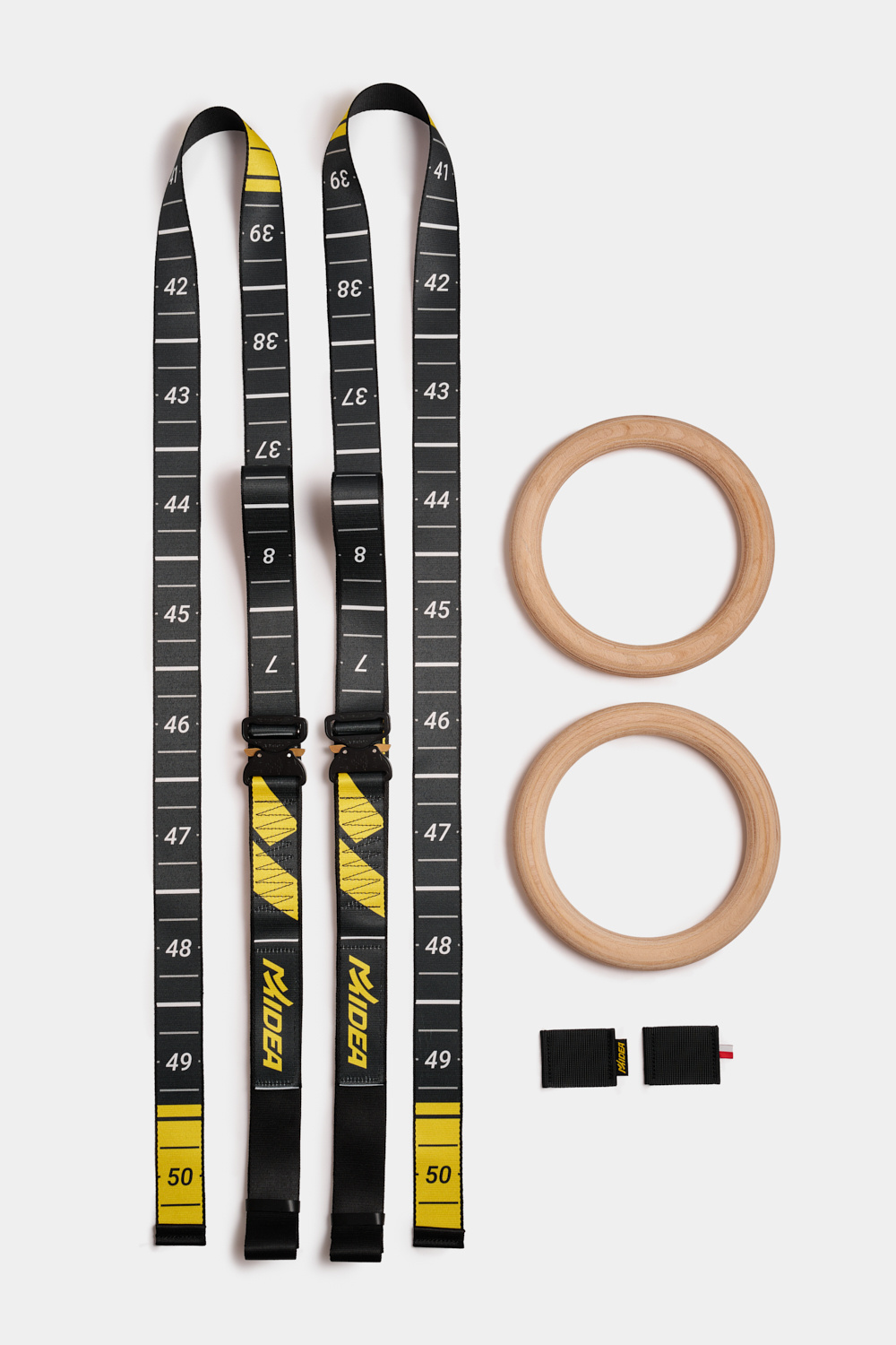 Kółka gimnastyczne drewniane bukowe 28mm klamry Cobra wzór Skala 